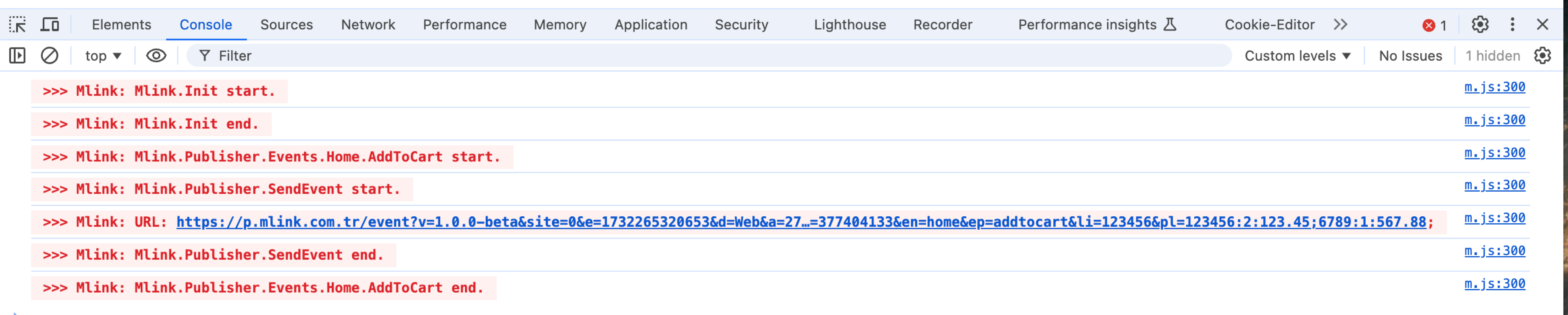 Android SDK Örnek Log Görüntüsü